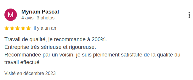 Avis positif charpentier Isère